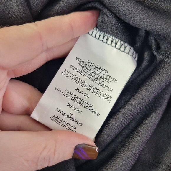 My Michelle Women Dress 14 Purple Black White Abstract Circle 70s Retro Cocktail - Picture 10 of 11